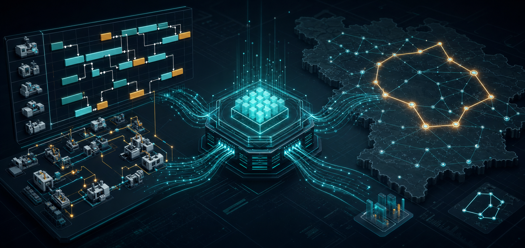 RoboPol solver core connecting a JSSP production schedule with an optimized TSP route