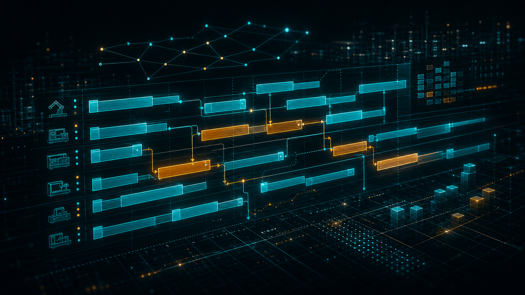 Production scheduler solver interface with Gantt schedule